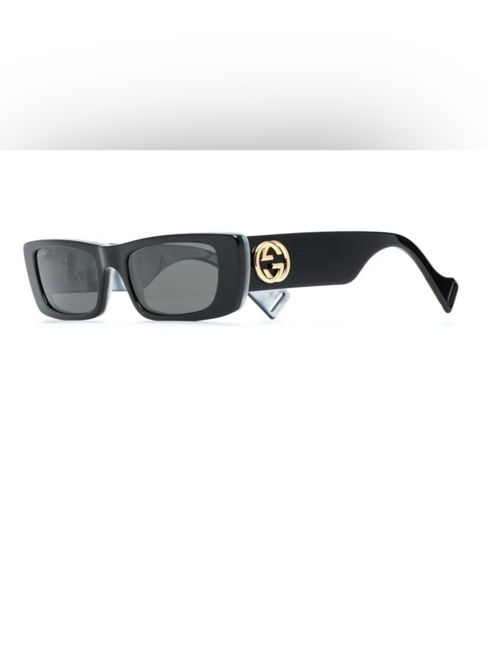 Gucci Men's Black Rectangular Sunglasses with Gray Lenses - Picture 2 of 7